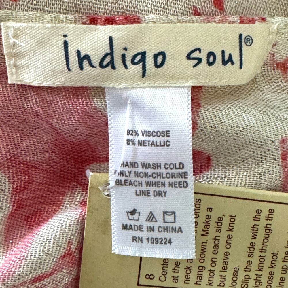 Indigo Soul Starfish Scarf Wrap Pink Beige Metallic Lightweight Beach Coverup - Picture 4 of 5